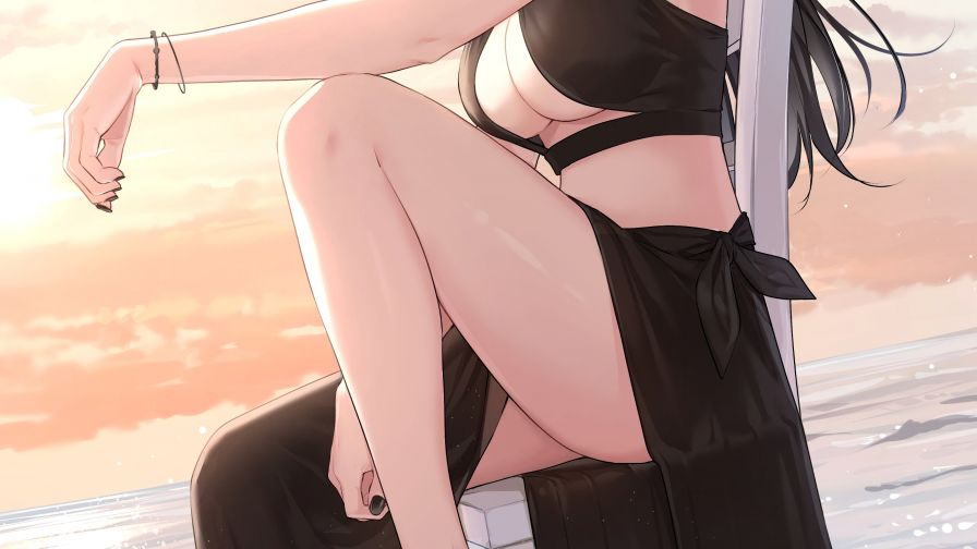 Android & iOS Anime Girl - Sunset Wallpaper