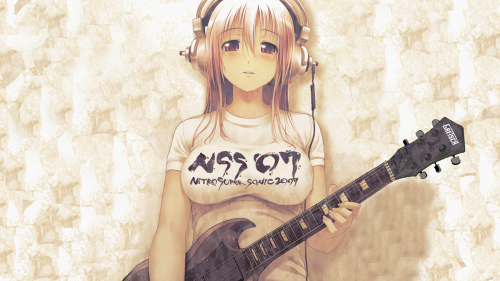 Hentai Girl with Guitar Desktop Wallpaper